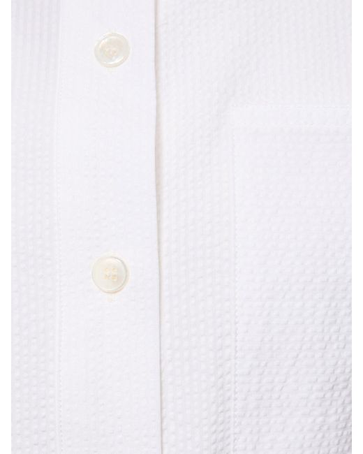 Camicia lunga texas in seersucker di cotone di Max Mara in White