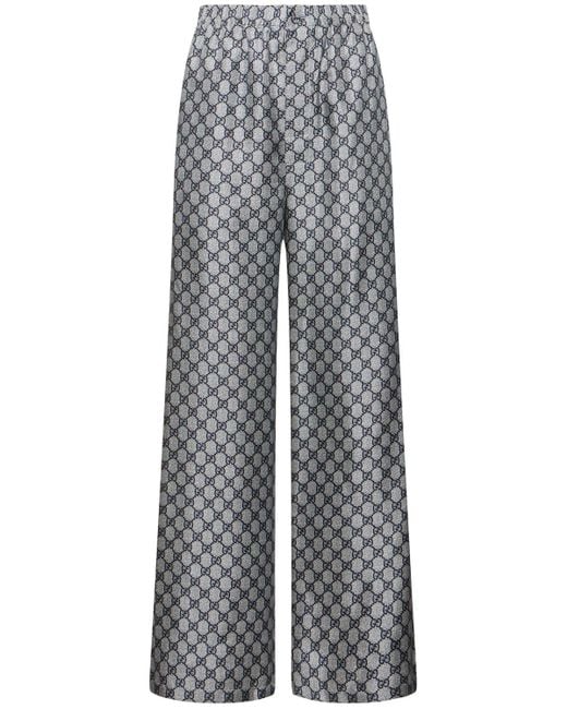 Gucci Gray gg Supreme Silk Pants