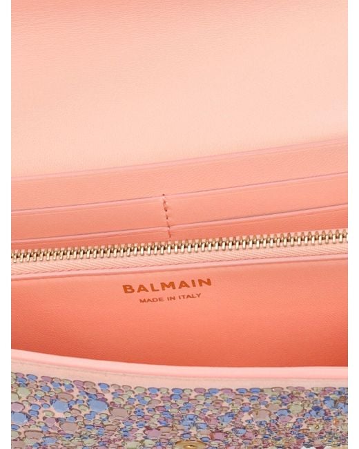 Balmain Pink B-buzz Suede Leather & Crystal Clutch