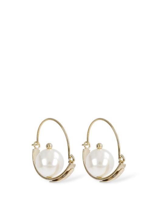 Rosantica White Aria Faux Pearl Hoop Earrings