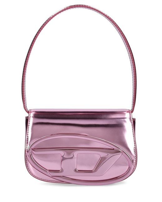 DIESEL Pink 1DR - Ikonische Schultertasche aus Spiegel-Leder - Schultertaschen - Damen - Rosa