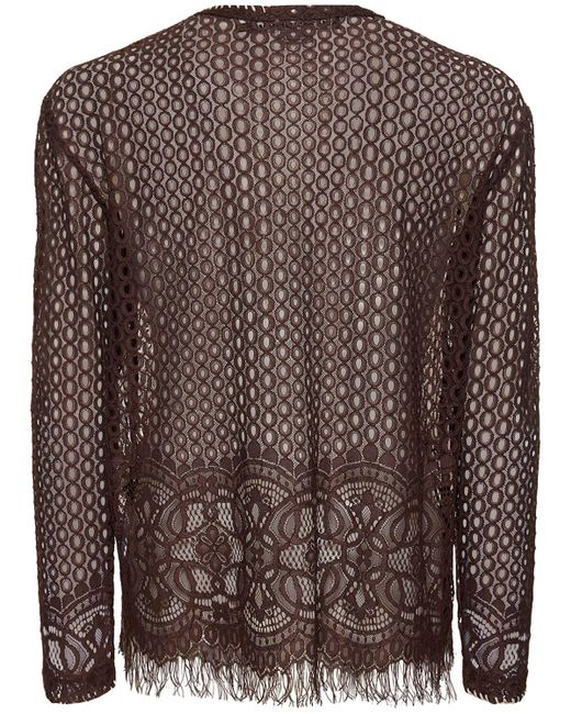ANDERSSON BELL Brown Summer Open Knit Tech Crewneck Sweater for men