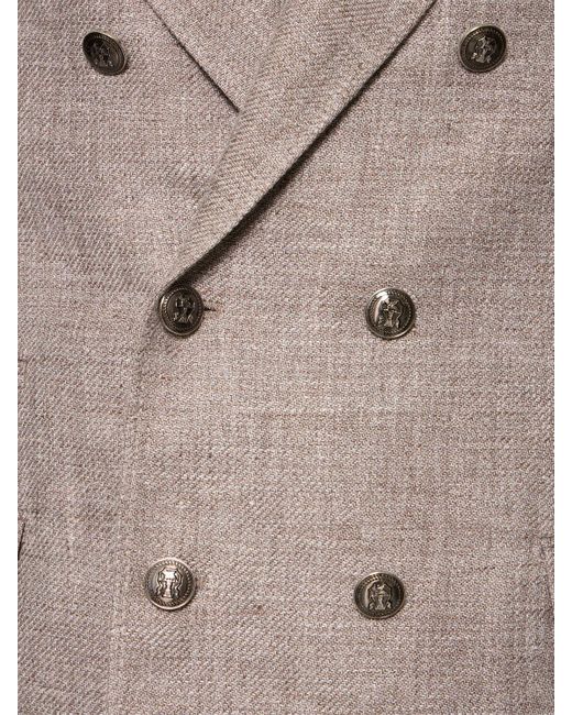 メンズ Brunello Cucinelli Linen Blend Double Breast Suit Natural
