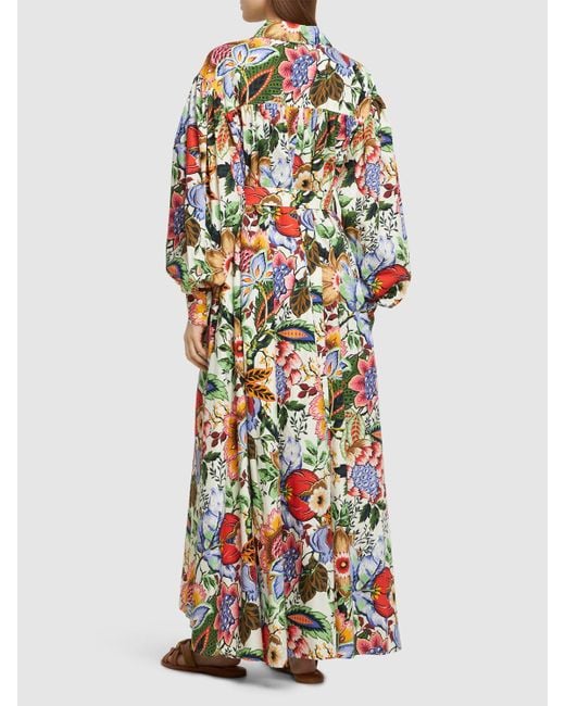 Etro Multicolor Printed Cotton Belted Midi Shirt Dress