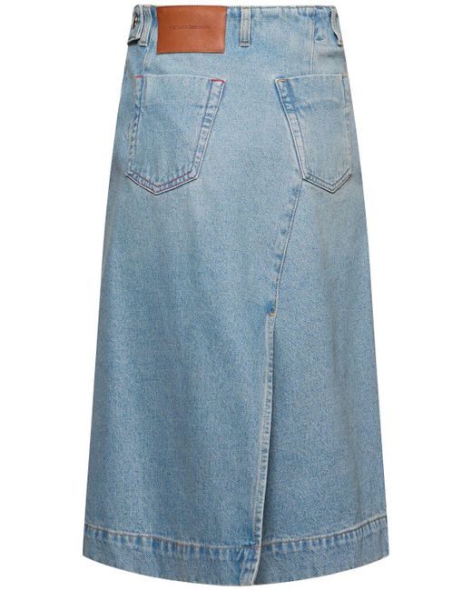Victoria Beckham デニムツイル ラップミディスカート Blue