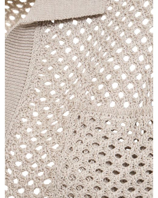 Brunello Cucinelli Natural Cotton Knit V-neck Sweater