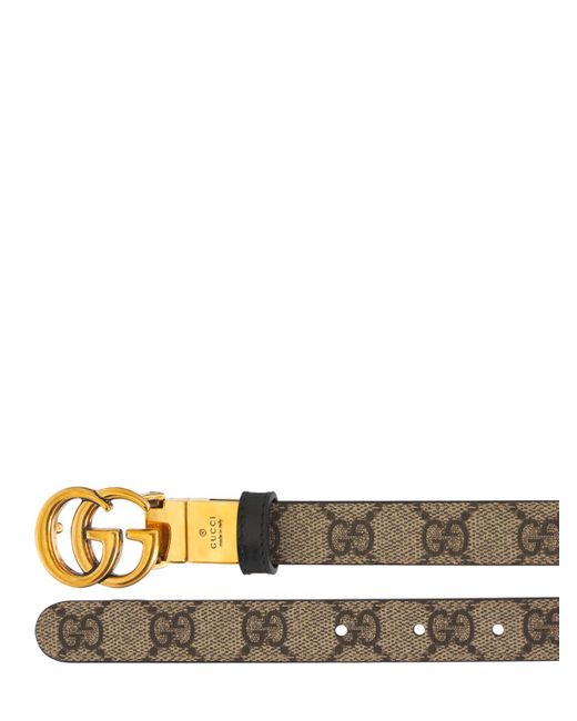 Gucci White gg Marmont Reversible Thin Leather Belt