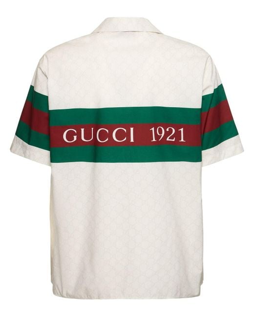 メンズ Gucci 1921 Web コットンシャツ Multicolor