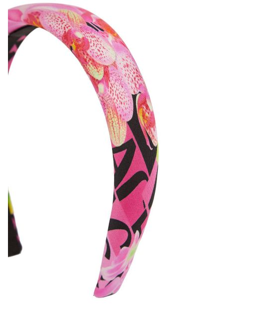 Versace Pink Silk Logo Headband