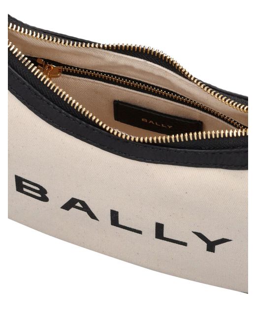 Borsa bar ellipse in tela con logo di Bally in Natural
