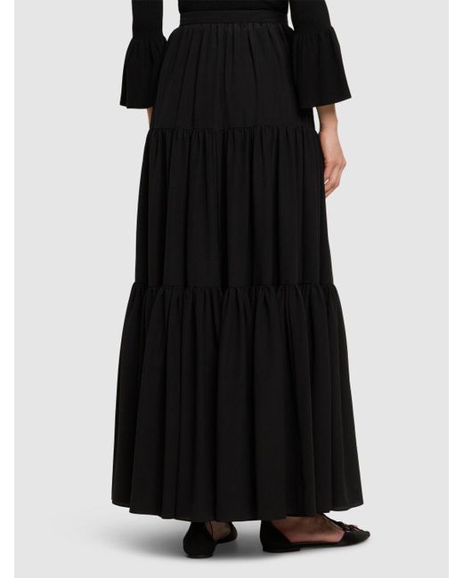 Michael Kors Black Pleated Silk Crepe De Chine Skirt
