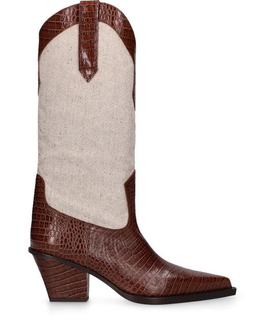 Paris Texas Brown 60mm Rosario Leather & Canvas Boots