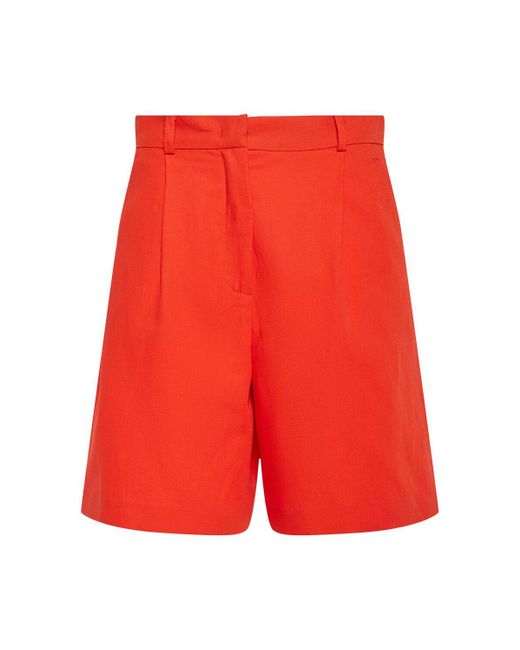 Weekend by Maxmara Red Ecuba Cotton & Linen Canvas Shorts