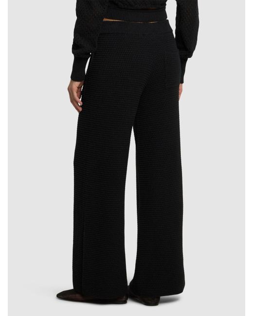 ANDREADAMO Black Weite Hose Aus Grobgestricktem Baumwollmischgewebe