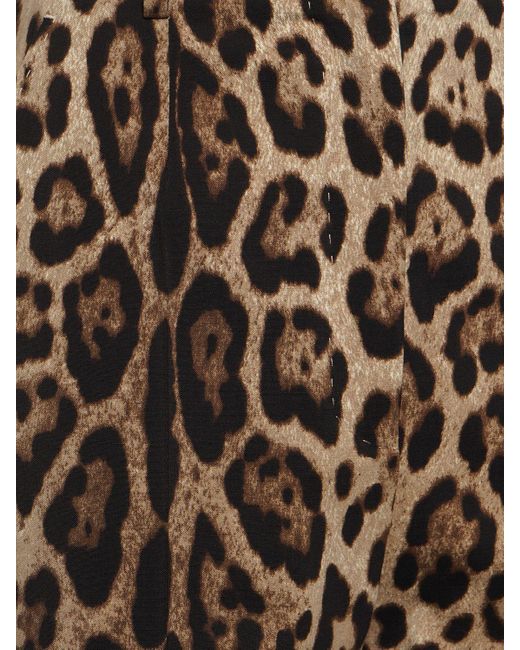 Pantaloni dritti vita alta leopard di Dolce & Gabbana in Brown