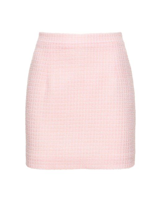 Minigonna in tweed con paillettes di Alessandra Rich in Pink