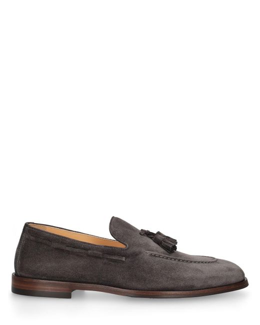 Brunello Cucinelli Brown Suede Loafers for men