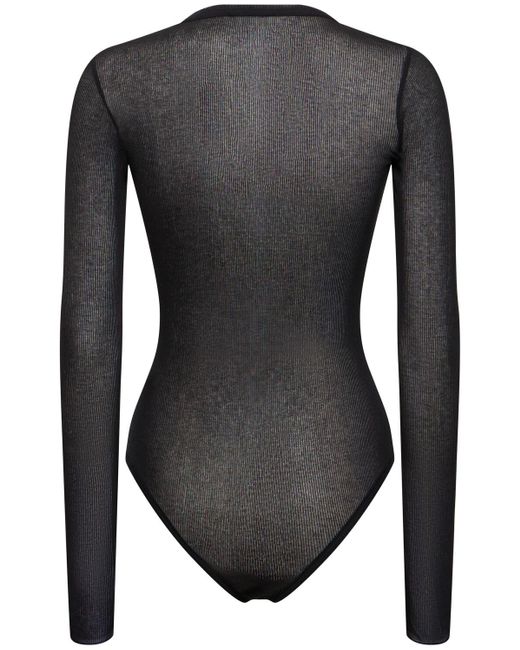 ANDREADAMO Black Ribbed Cotton Jersey Bodysuit