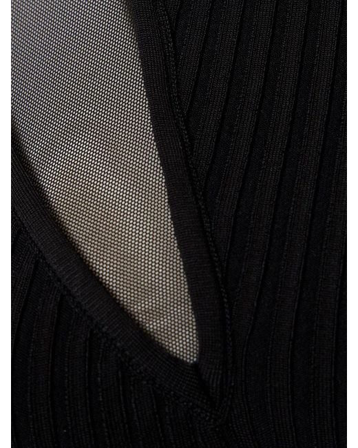 David Koma Black Bra Detail Net Insert Knit Mini Dress