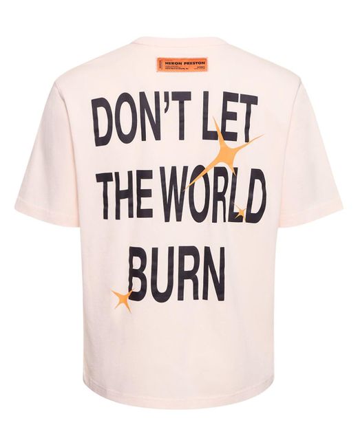 T-shirt en jersey de coton imprimé globe burn Heron Preston pour homme en coloris Natural