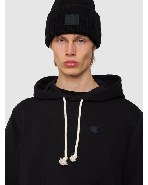 Acne Black Pansy Face Wool Beanie for men
