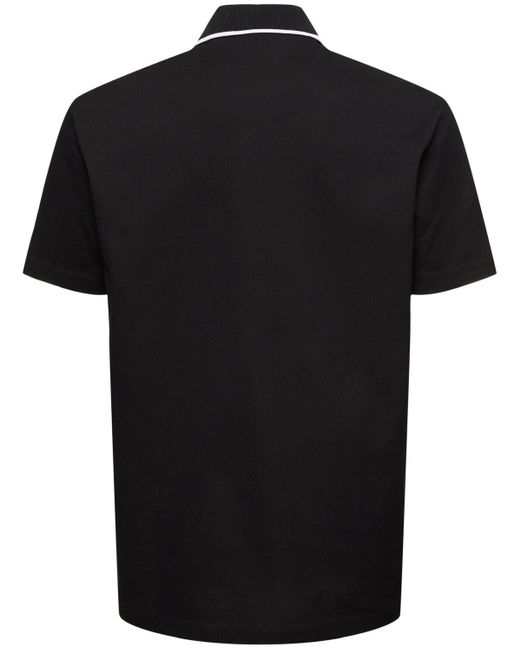 Versace Black Logo Cotton Piquet Polo for men