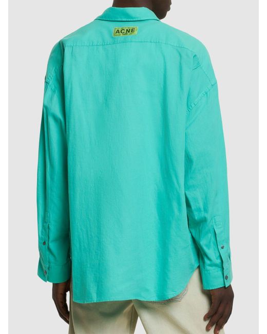 Acne Green Setar Basket Weave Organic Cotton Shirt for men