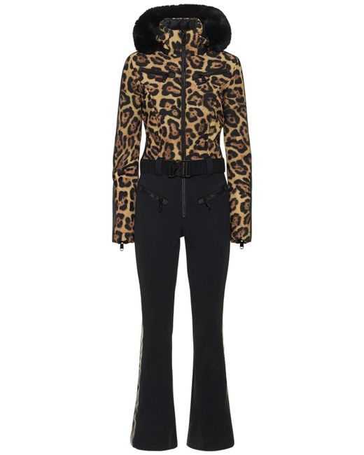 Goldbergh Black Lynx Soft Shell Down Ski Suit W/faux Fur