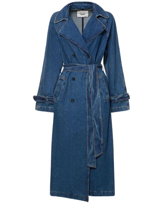 Trench-coat en denim de coton hayes Reformation en coloris Blue