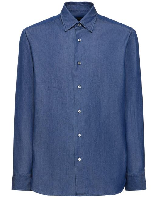 Chemise regular en coton Brioni pour homme en coloris Blue
