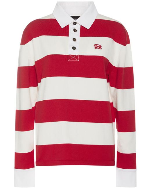 DSquared² Red Striped Cotton Knit Polo