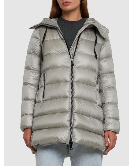 Womens grey best sale moncler coat