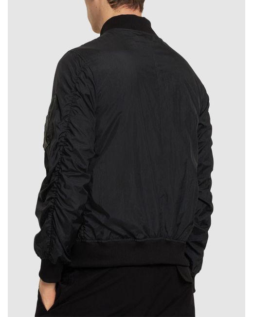 Giorgio Brato Black Wrinkled Leather & Nylon Bomber Jacket for men