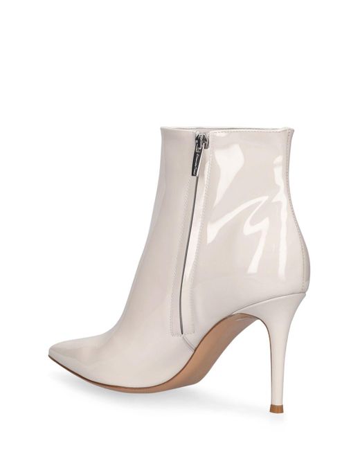 Gianvito Rossi White Patent Leather Ankle Boots
