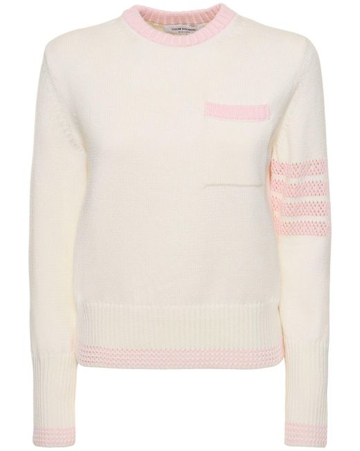Suéter de punto de algodón con bolsillo Thom Browne de color Natural