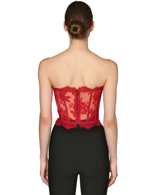 Dolce Gabbana Chantilly Lace Bustier Top in Red Lyst Canada