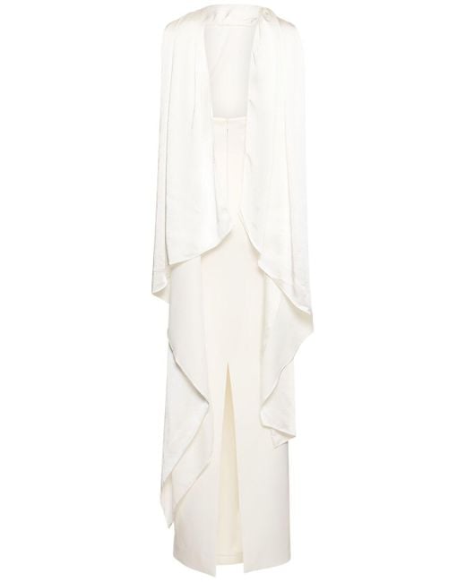 Robe longue en maille avec foulard dahlia Solace London en coloris White