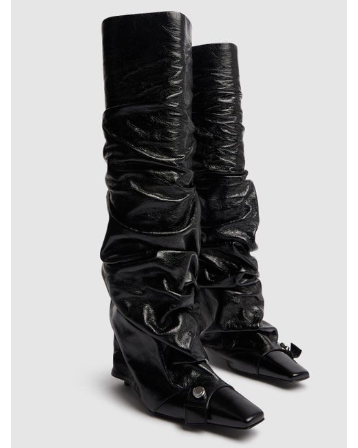 The Attico Black 95mm Juno Shiny Leather Knee-high Boots