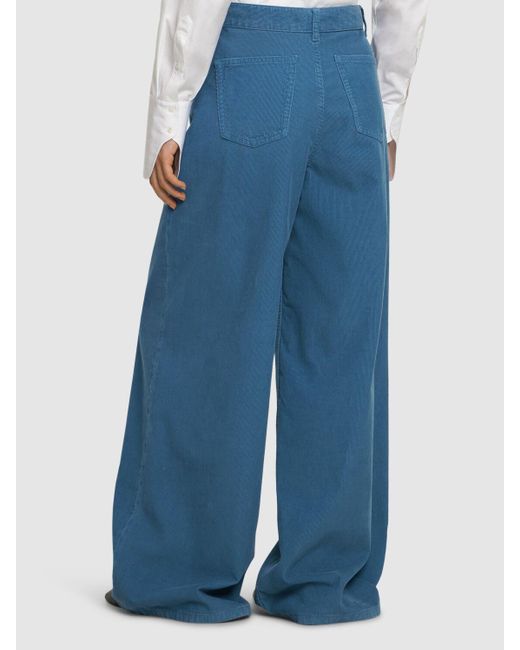 Pantaloni larghi vita media chan in velluto di The Row in Blue