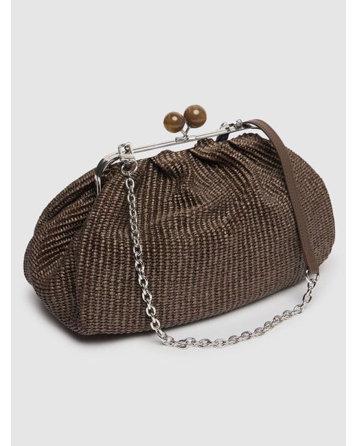 Weekend by Maxmara Brown Fortuna Raffia Effect Clutch Unique