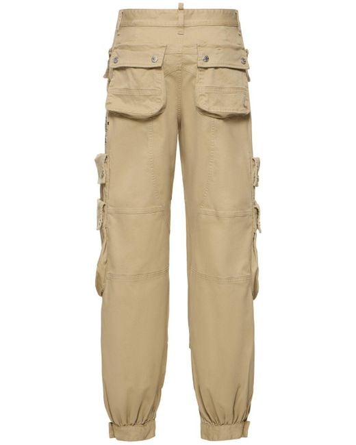Pantalon cargo en drill de coton taille mi-haute DSquared² en coloris Natural