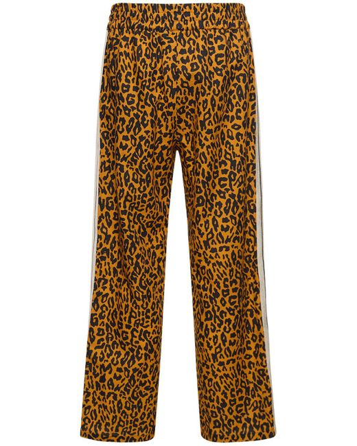 Palm Angels Natural Cheetah Linen Blend Track Pants for men