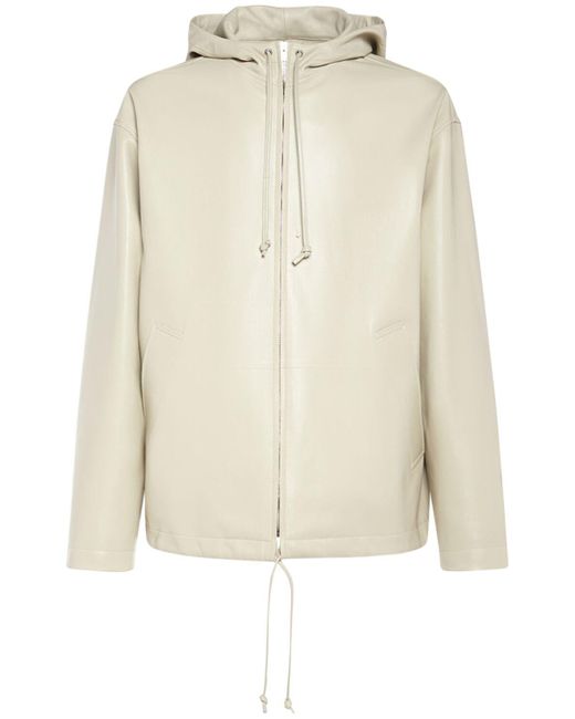 Bottega Veneta White Leather Hooded Jacket for men