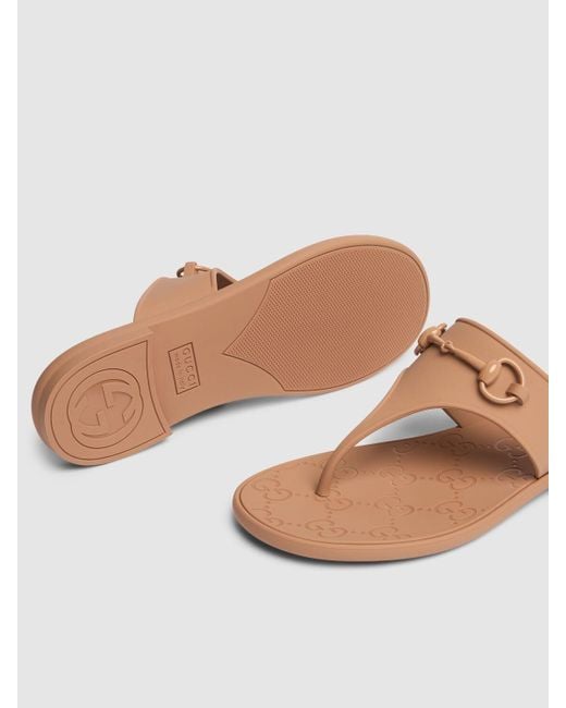 Gucci Brown 10mm Minorca Rubber Thong Sandals