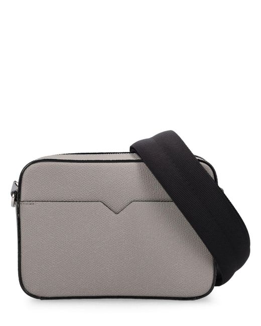 Valextra Gray Small Leather Camera Bag for men