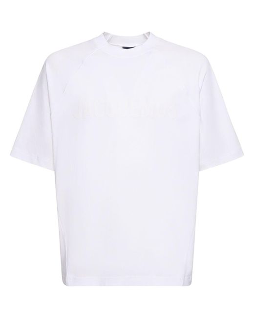 Jacquemus White Le Tshirt Typo Cotton T-Shirt for men