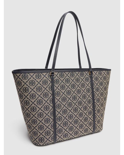 Tory Burch Gray Damen Canvas-Tote Mit T-Monogramm