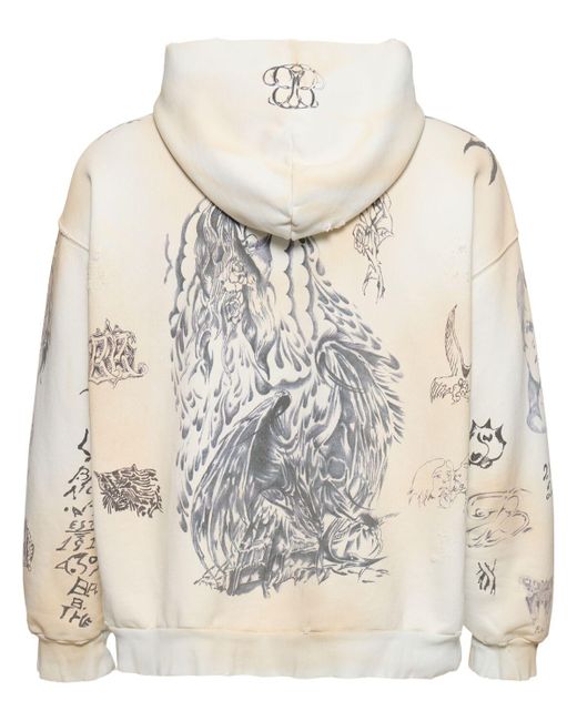 Balenciaga Tat medium fit hoodie mit reißverschluss in Natural für Herren