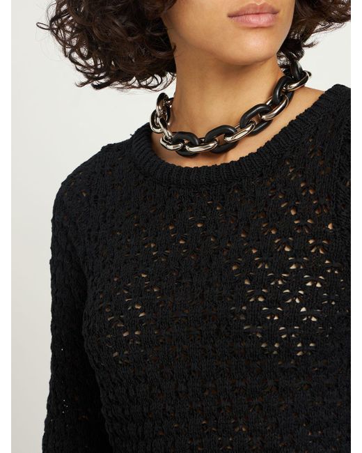Rabanne Black Xl Link Leather Collar Necklace
