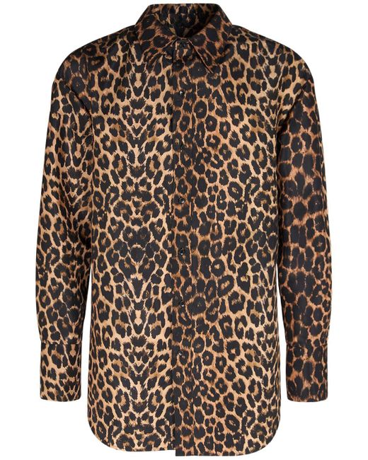 Chemise en soie imprimé léopard Saint Laurent pour homme en coloris Black